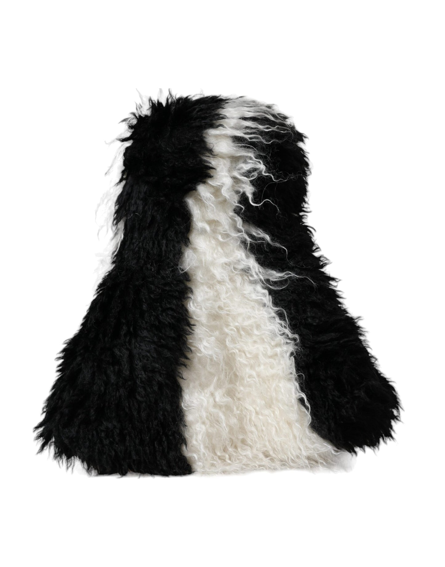 Dolce & Gabbana Black White Stripes Mohair Fur Bucket Hat - 57 cm|S