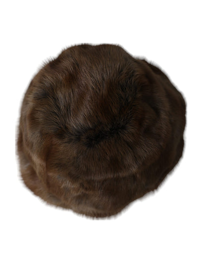 Dolce & Gabbana Brown Weasel Fur Womens Cashmere Hat Beanie - 58 cm|M