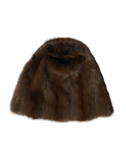 Dolce & Gabbana Brown Weasel Fur Womens Cashmere Hat Beanie - 58 cm|M