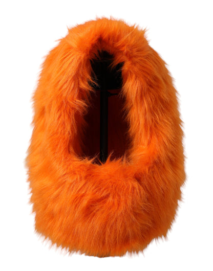 Dolce & Gabbana Orange Faux Fur Whole Head Wrap Hat - 57 cm|S