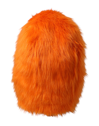 Dolce & Gabbana Orange Faux Fur Whole Head Wrap Hat - 57 cm|S