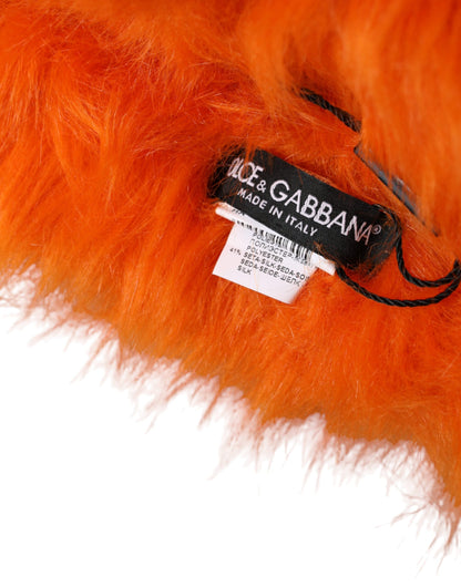 Dolce & Gabbana Orange Faux Fur Whole Head Wrap Hat - 57 cm|S