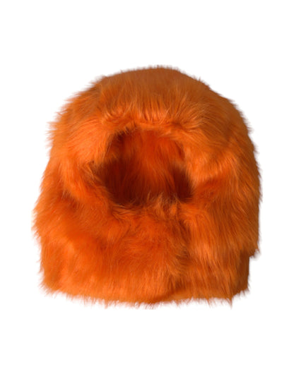 Dolce & Gabbana Orange Faux Fur Whole Head Wrap Hat - 57 cm|S