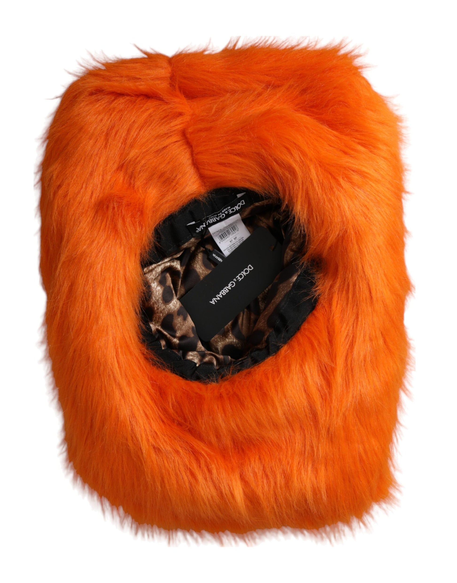 Dolce & Gabbana Orange Faux Fur Polyester Fedora Hat - 57 cm|S