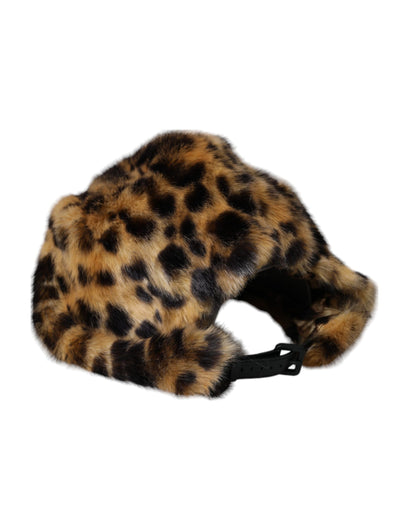 Dolce & Gabbana Brown Leopard Fur Women Bucket Hat - 57 cm|S