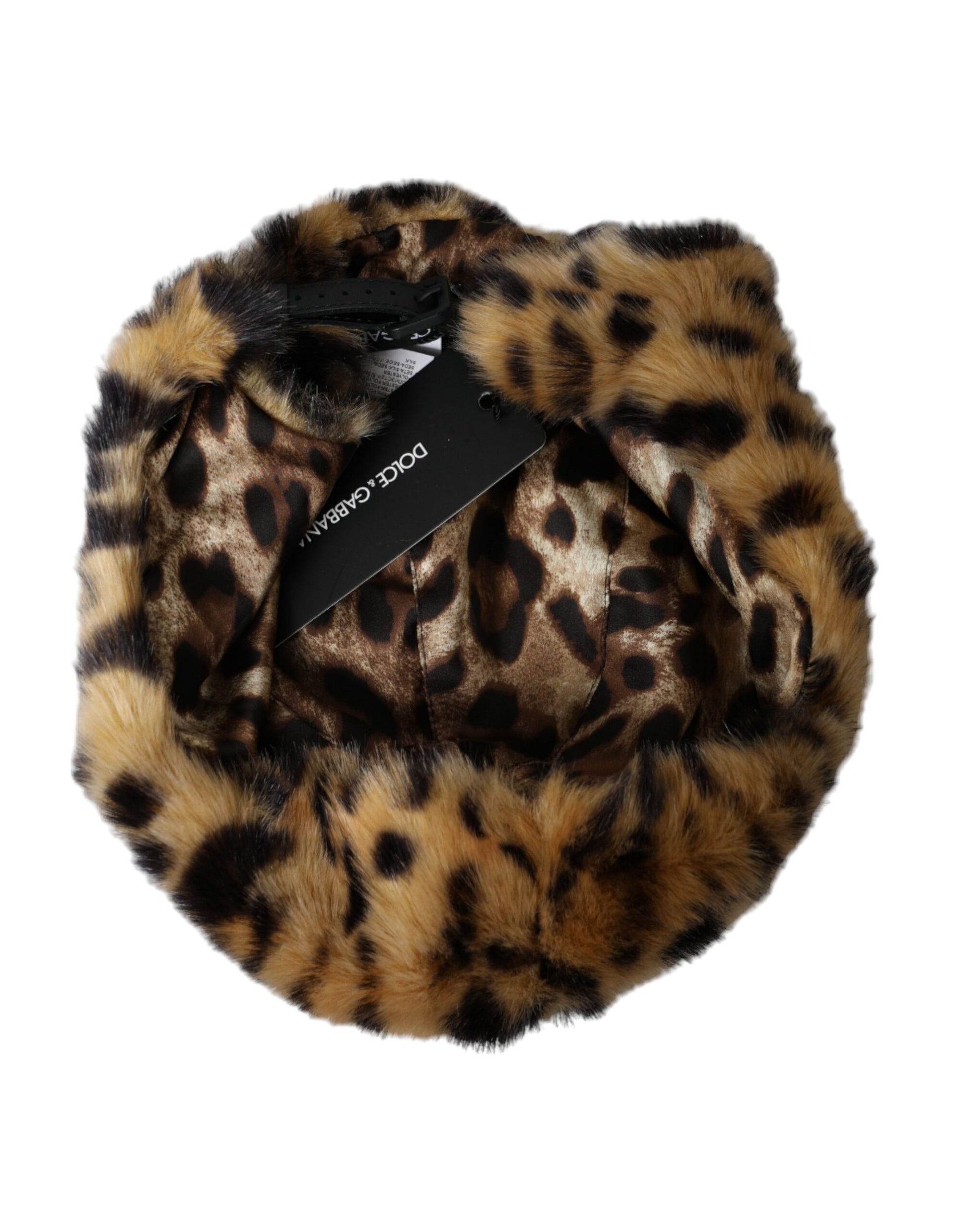 Dolce & Gabbana Brown Leopard Fur Women Bucket Hat - 57 cm|S