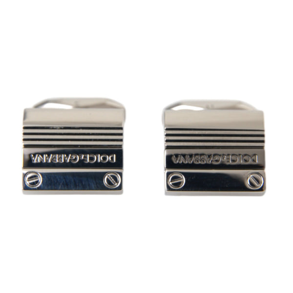 Dolce & Gabbana Silver Plated Metal Brass DG Logo Pin Cufflinks