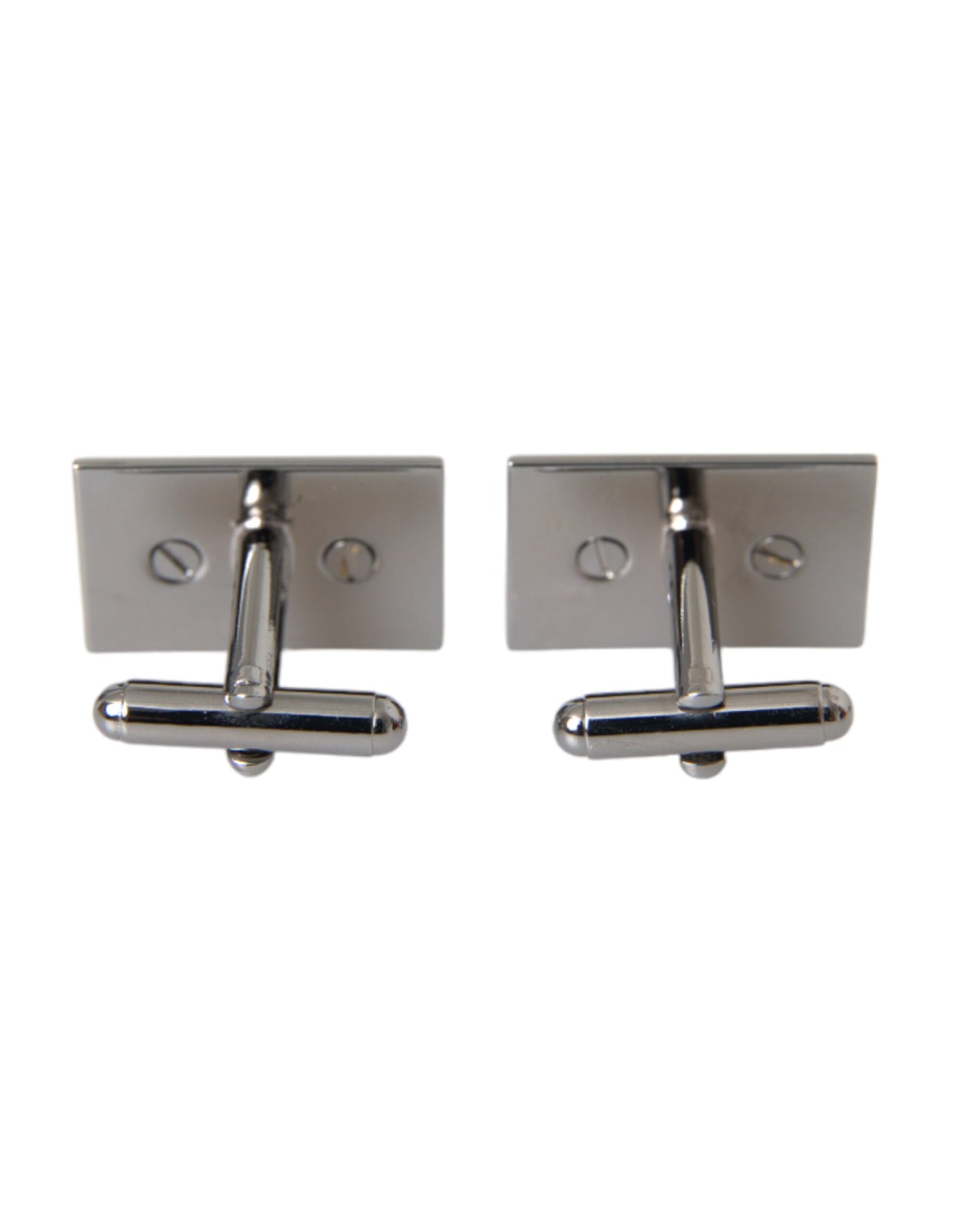 Dolce & Gabbana Silver Plated Metal Brass DG Logo Pin Cufflinks