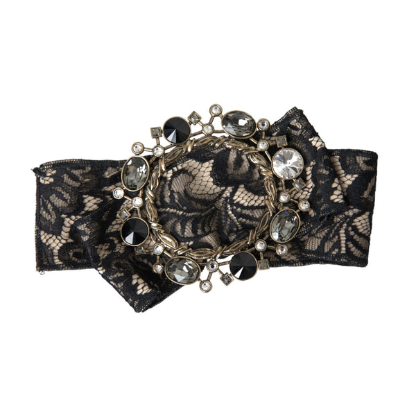 Dolce & Gabbana Black Lace Crystal Handmade Brooch Hair Pin