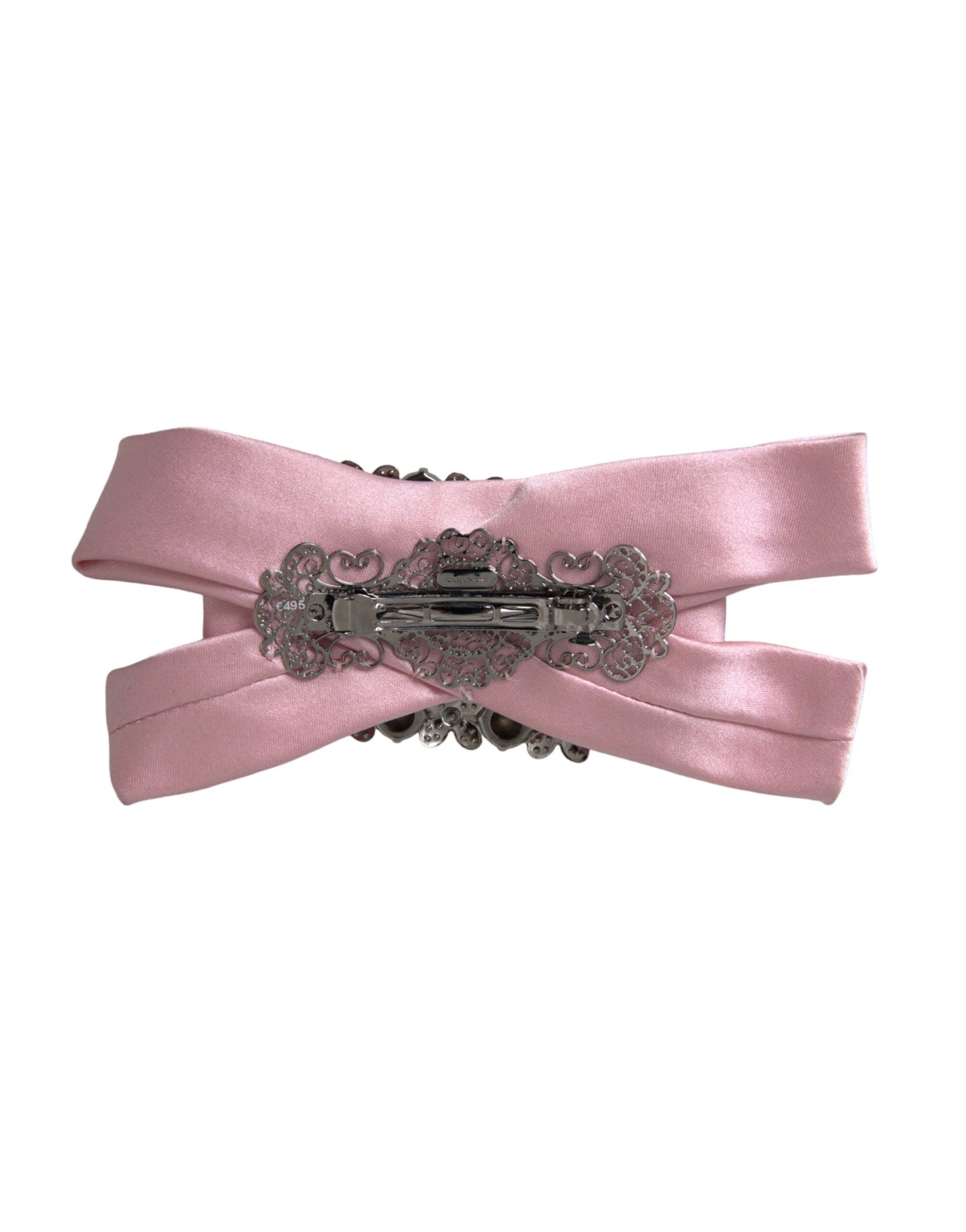 Dolce & Gabbana Pink Satin Crystal Jewelry Brooch Hair Pin