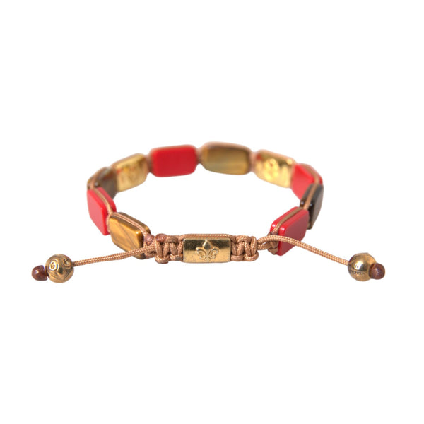 Nialaya CZ Tiger Eye Red Coral 925 Silver Men Bracelet