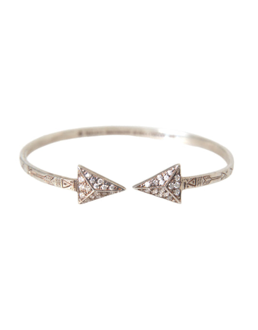 Nialaya Arrow Crystal 925 Silver Bangle Bracelet Women - S