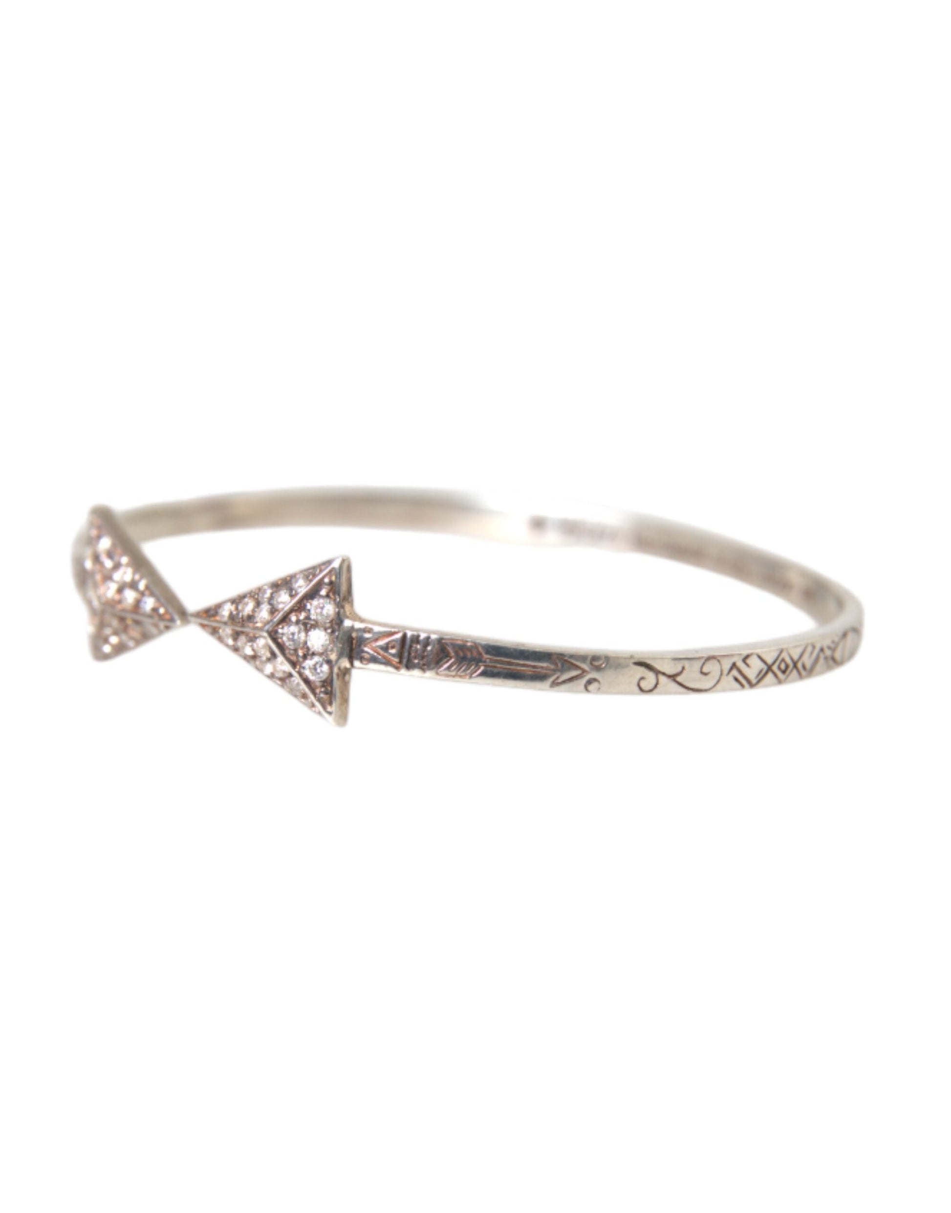 Nialaya Arrow Crystal 925 Silver Bangle Bracelet Women - S