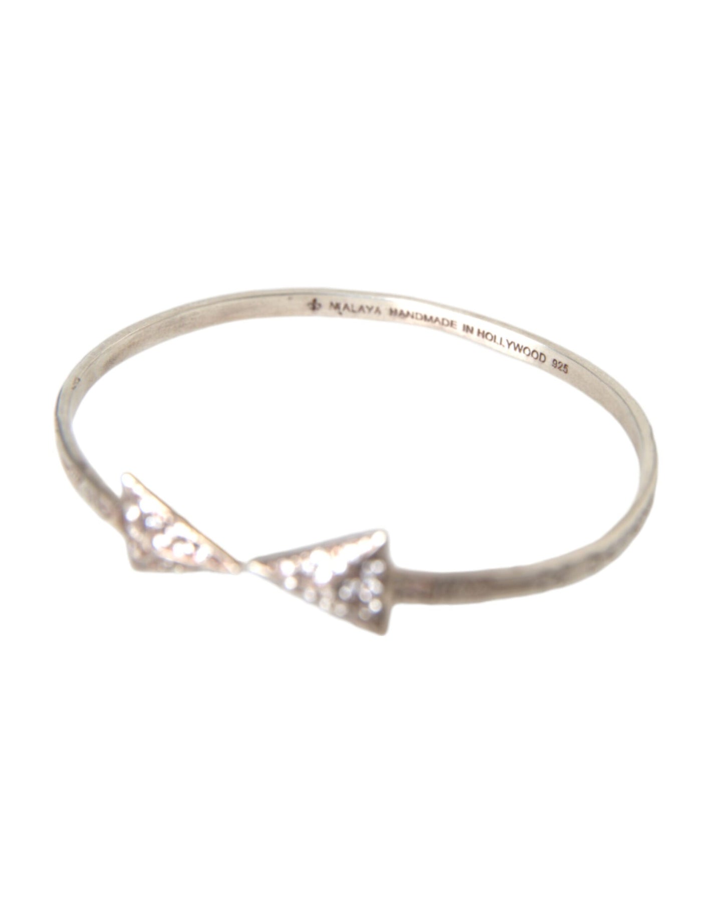 Nialaya Arrow Crystal 925 Silver Bangle Bracelet Women - S