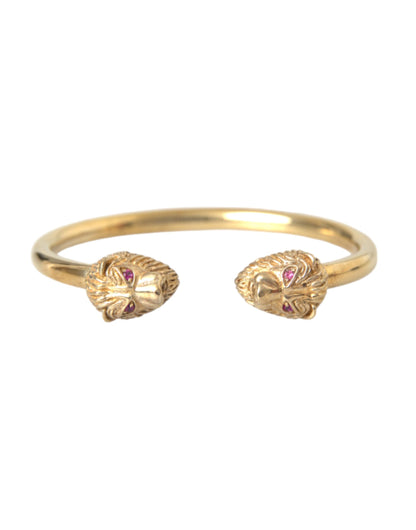 Nialaya Gold CZ Lion Bangle Bracelet Women - M