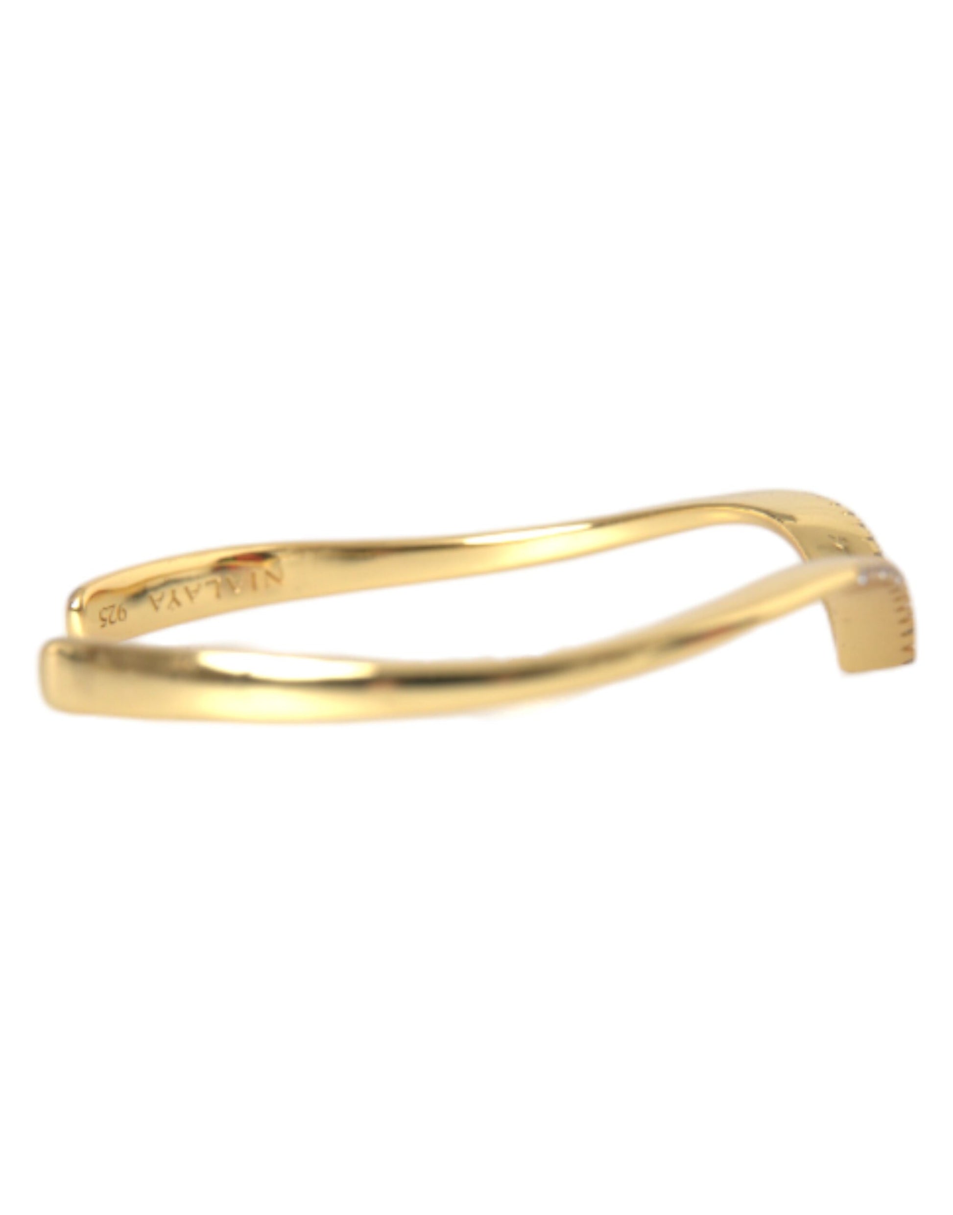 Nialaya Arched Wing Cuff Skyfall Gold CZ 925 Bracelet