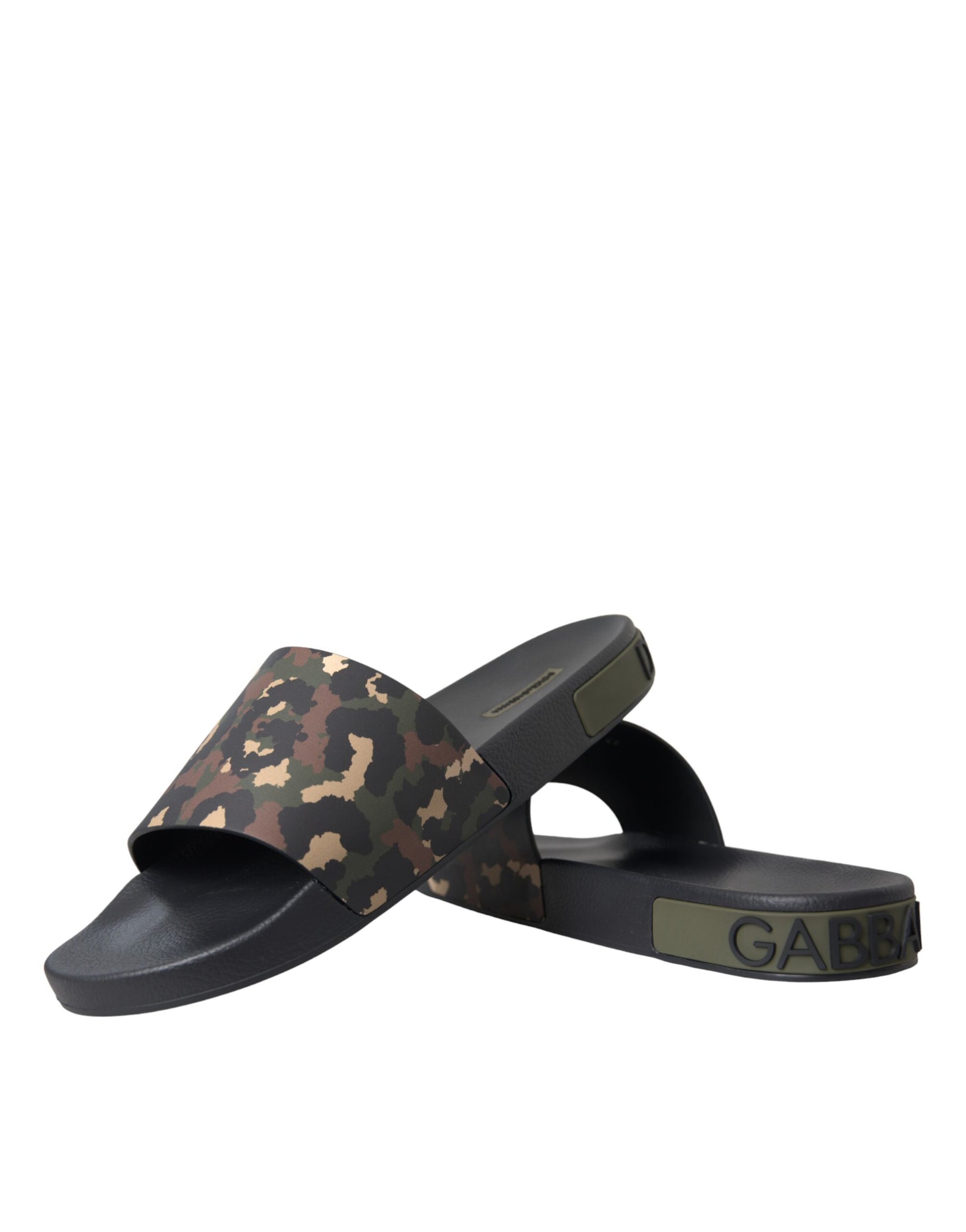 Dolce & Gabbana Multicolor Camouflage Leather Beachwear Men Shoes - EU41/US8