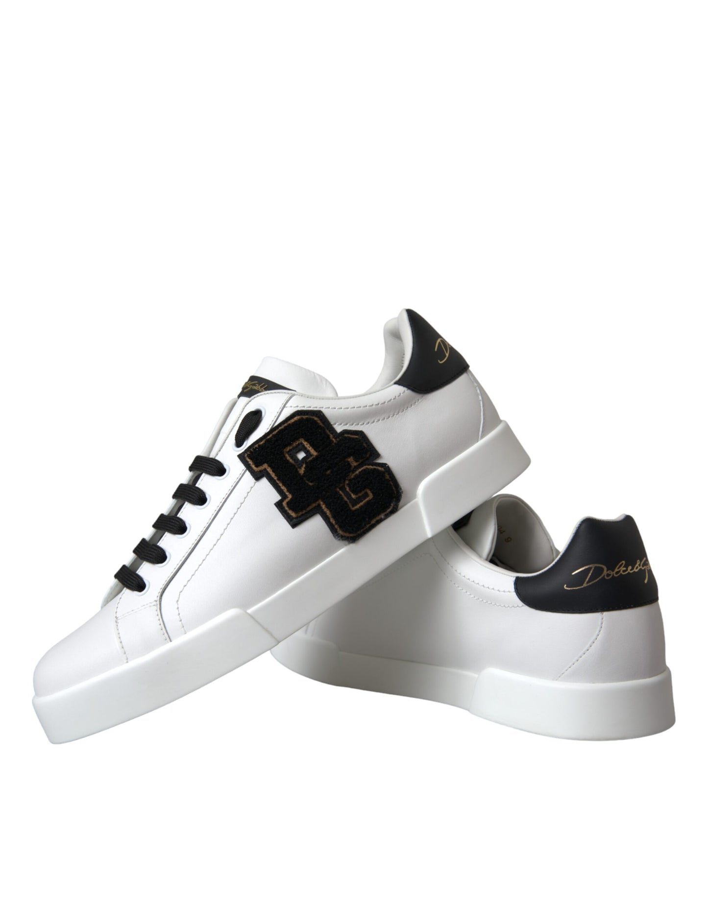 Dolce & Gabbana White Leather DG Logo Casual Low Top Sneakers Shoes