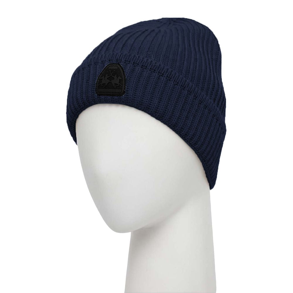 La Martina Blue Acrylic Men Beanie