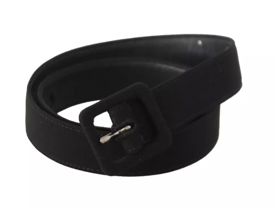 Dolce & Gabbana Black Velvet Leather Logo Waist Buckle Belt - 65 cm / 26 Inches