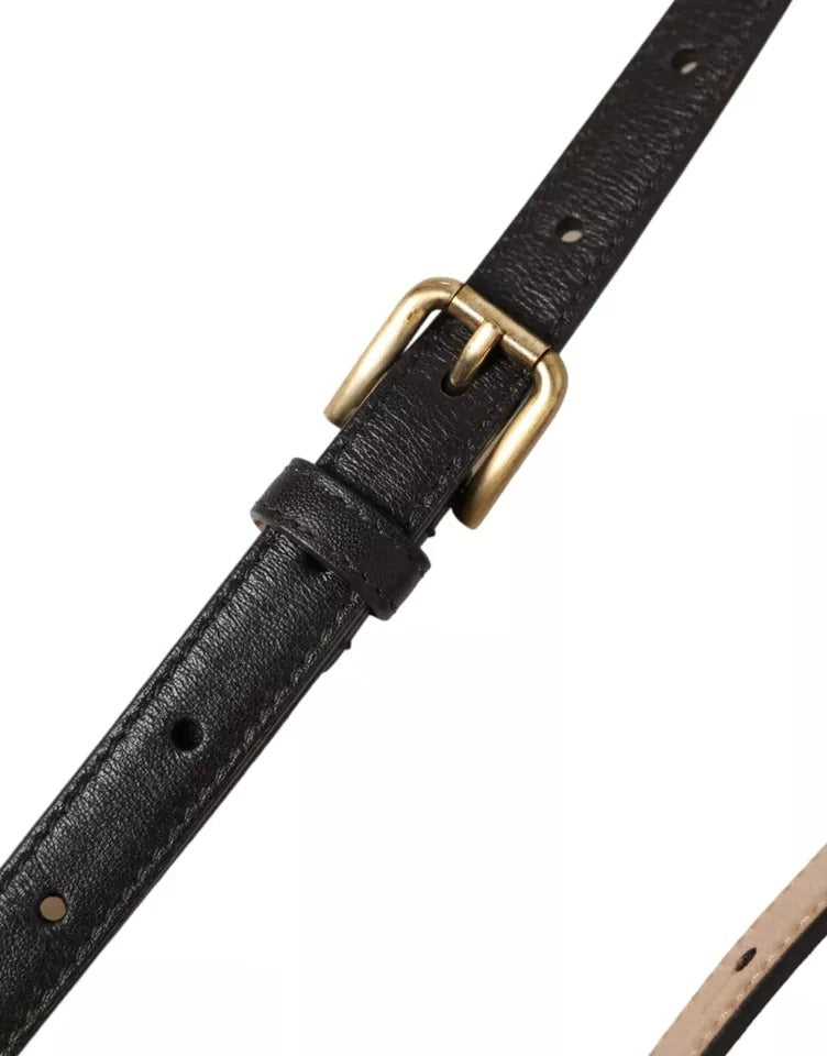 Dolce & Gabbana Dark Brown Leather Gold Metal Buckle Women Belt - 145cm