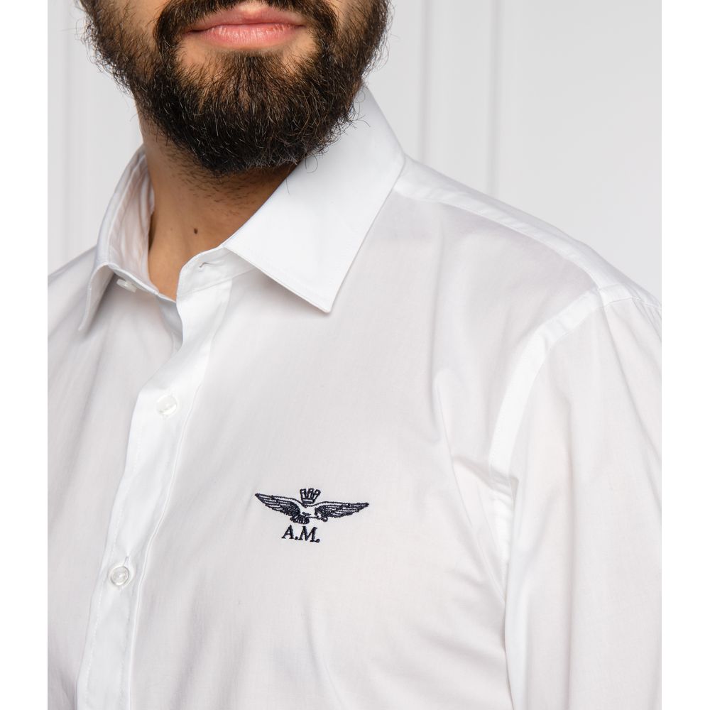 Aeronautica Militare White Cotton Men's Shirt