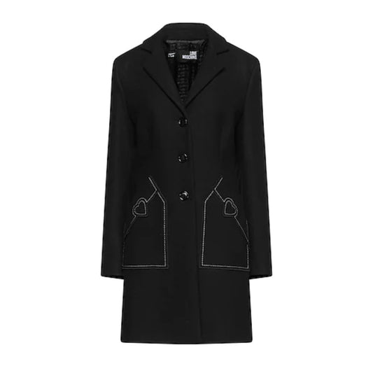 Love Moschino Black Wool Women Coat - IT46 | L