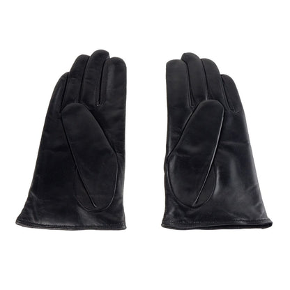 Cavalli Class Elegant Black and Blue Lambskin Gloves - 7.5|S