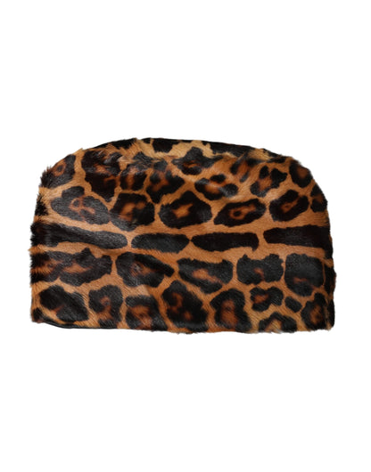 Dolce & Gabbana Brown Leopard Fur Women Bucket Hat - 58 cm|M