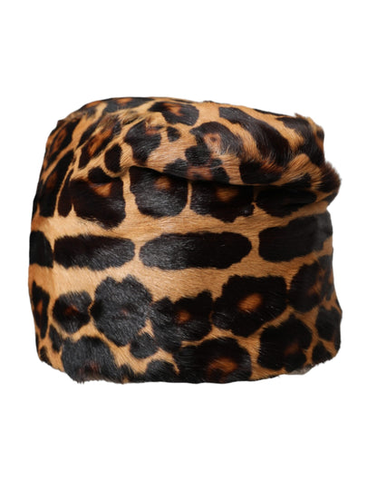 Dolce & Gabbana Brown Leopard Fur Women Bucket Hat - 58 cm|M