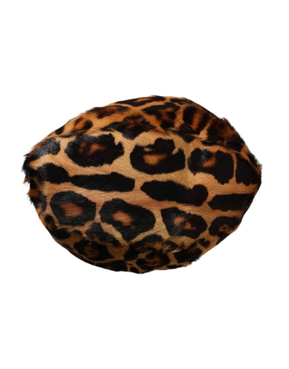 Dolce & Gabbana Brown Leopard Fur Women Bucket Hat - 58 cm|M