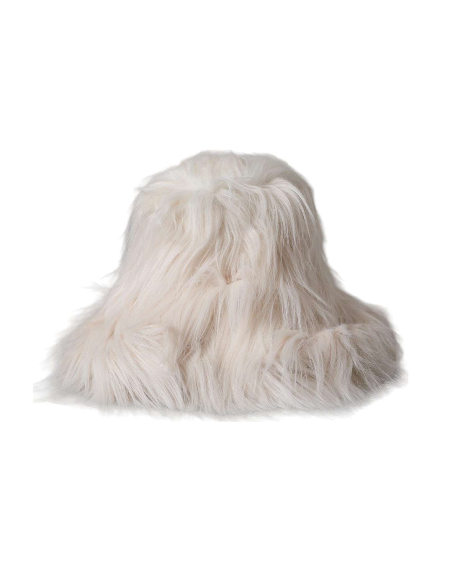 Dolce & Gabbana Off White Acrylic Fur Womens Bucket Hat - 57 cm|S