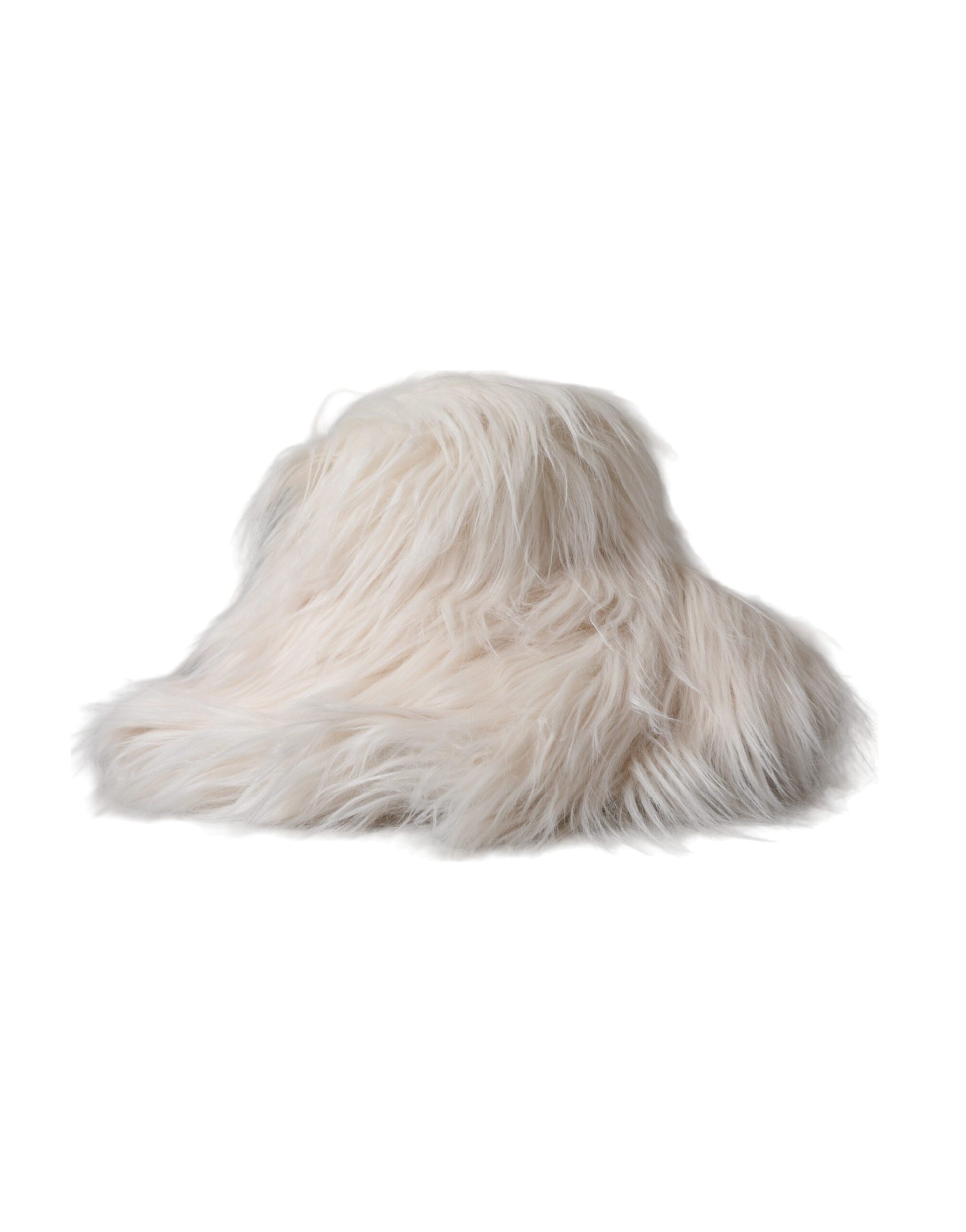 Dolce & Gabbana Off White Acrylic Fur Womens Bucket Hat - 57 cm|S