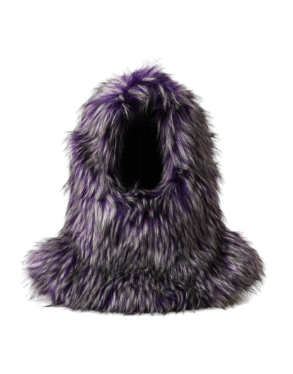 Dolce & Gabbana Purple Faux Fur Whole Head Wrap Hat - 57 cm|S