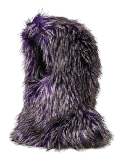 Dolce & Gabbana Purple Faux Fur Whole Head Wrap Hat - 57 cm|S