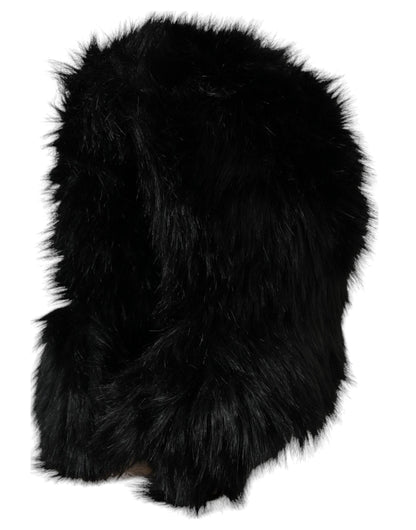 Dolce & Gabbana Black Faux Fur Whole Head Wrap Hat - 57 cm|S