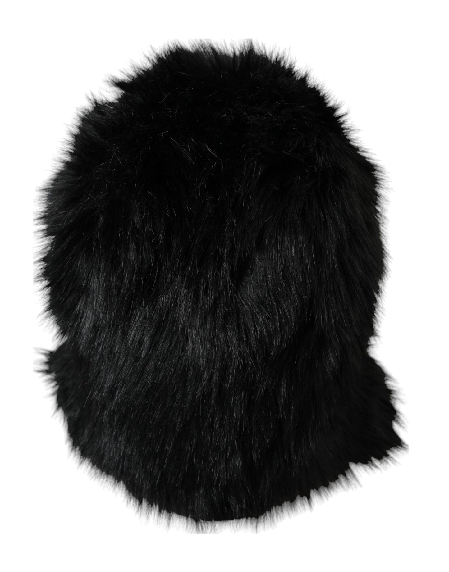 Dolce & Gabbana Black Faux Fur Whole Head Wrap Hat - 57 cm|S