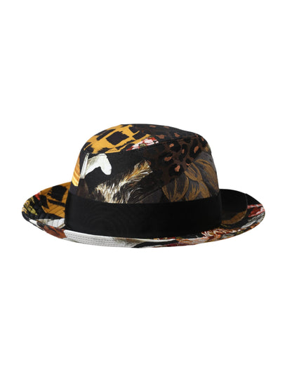 Dolce & Gabbana Multicolor Patchwork Women Fedora Wide Brim Hat - 57 cm|S