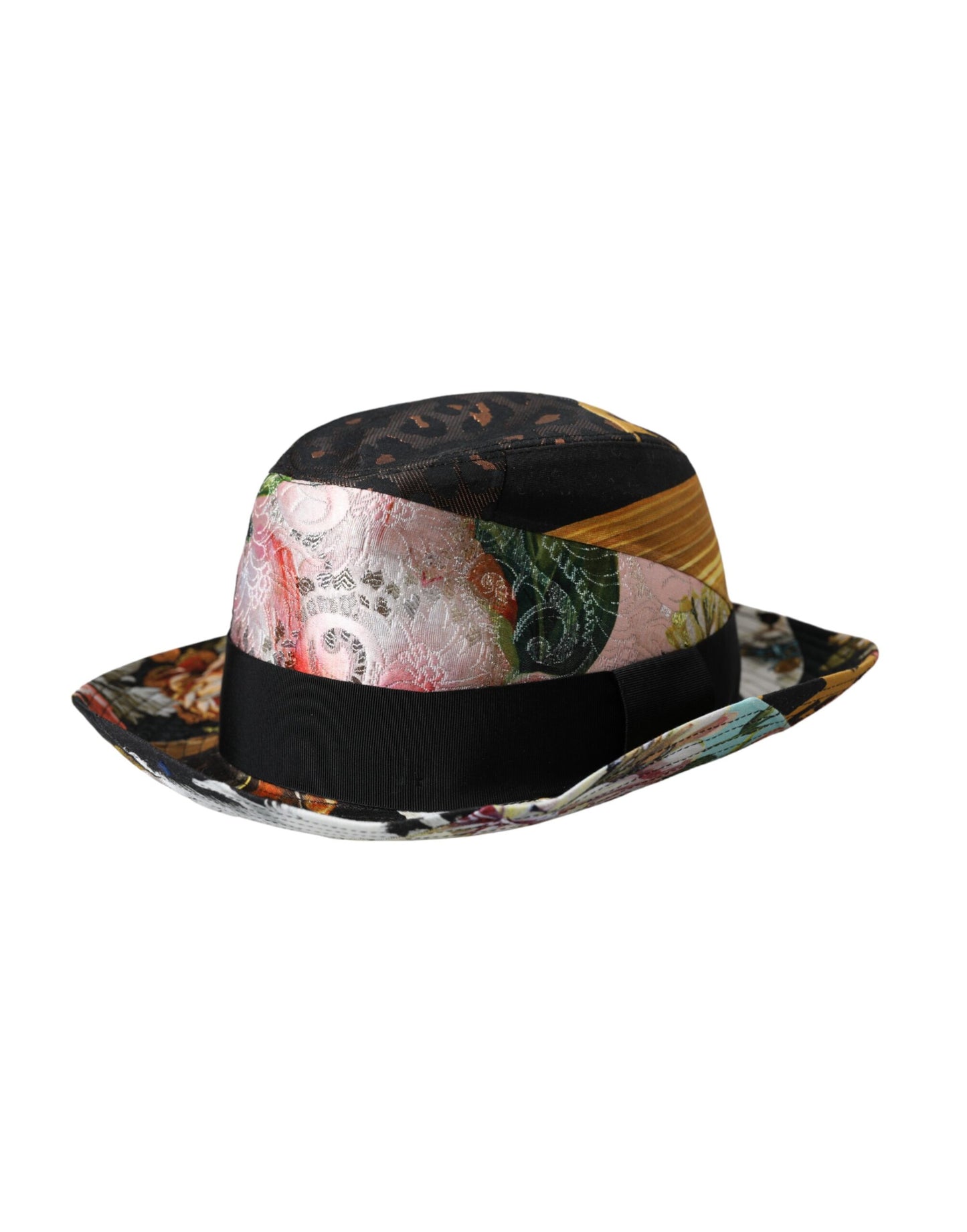 Dolce & Gabbana Multicolor Patchwork Women Fedora Wide Brim Hat - 57 cm|S