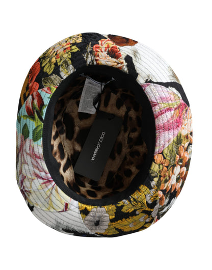 Dolce & Gabbana Multicolor Patchwork Women Fedora Wide Brim Hat - 57 cm|S