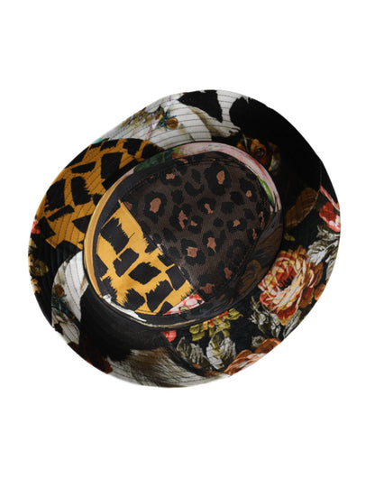 Dolce & Gabbana Multicolor Patchwork Women Fedora Wide Brim Hat - 57 cm|S