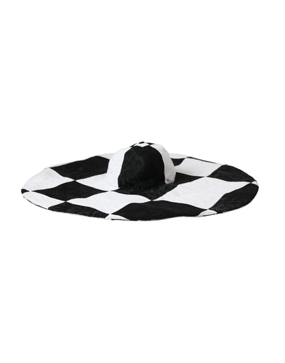 Dolce & Gabbana Black White Checkered Wide Brim Floppy Hat - 57 cm|S