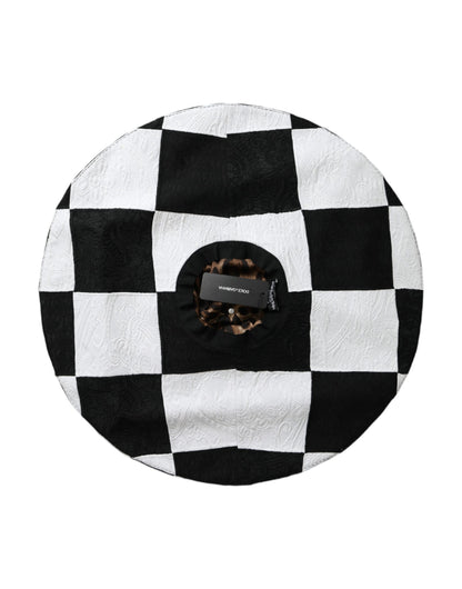 Dolce & Gabbana Black White Checkered Wide Brim Floppy Hat - 57 cm|S