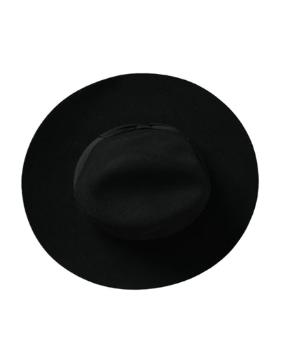 Dolce & Gabbana Black Rabbit Fedora Trilby Women Hat - 57 cm|S