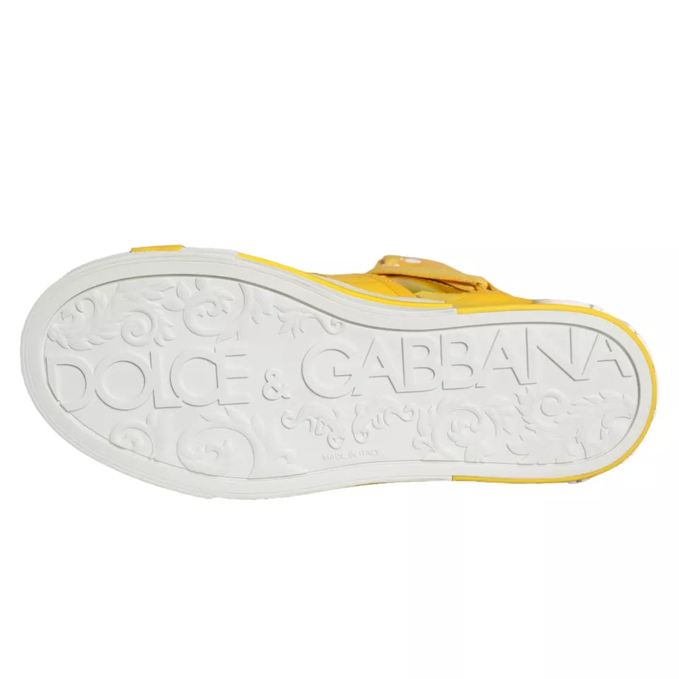 Dolce & Gabbana Yellow White Leather High Top Sneakers Shoes - EU39/US8.5