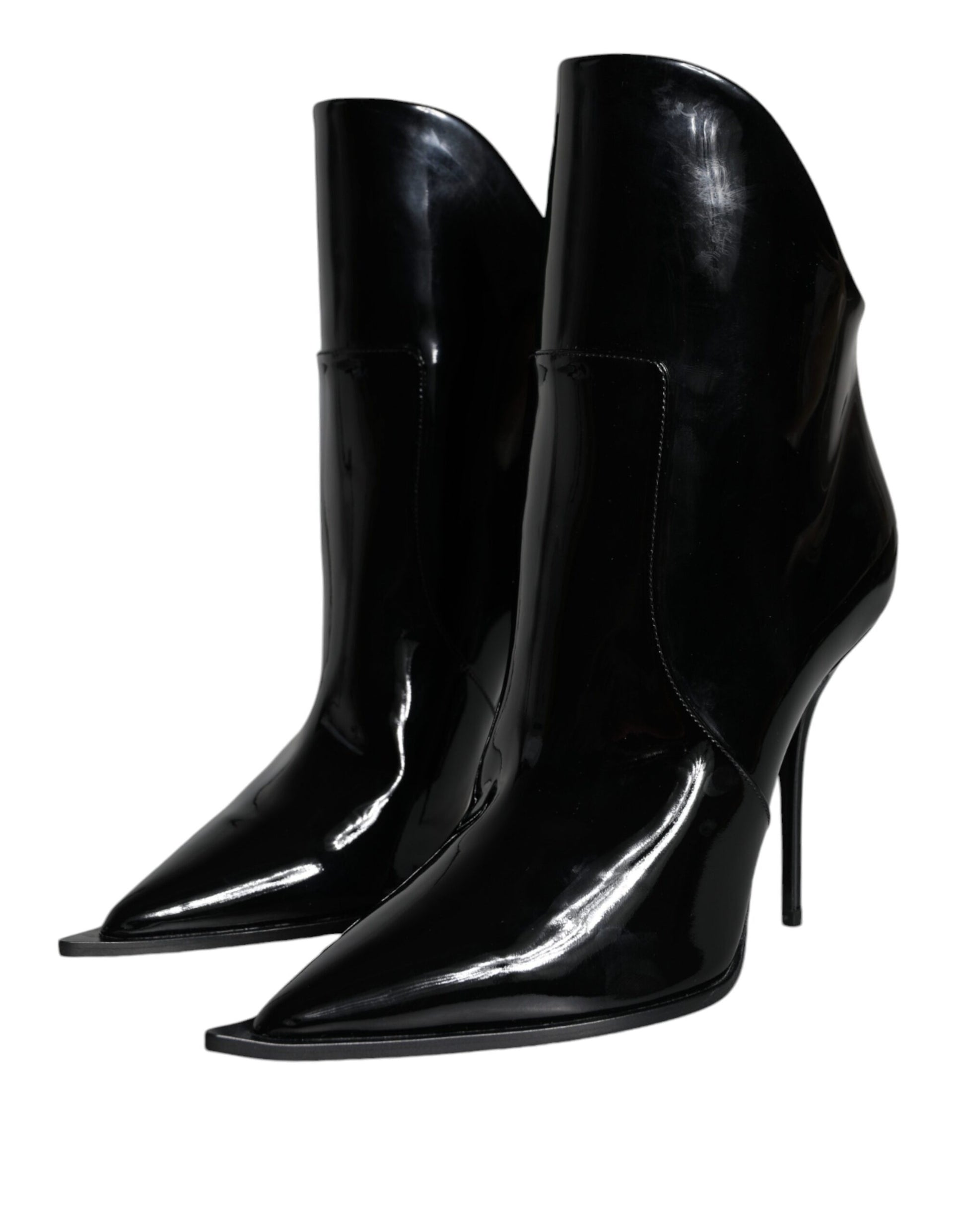 Dolce & Gabbana Black Patent Leather Pointed Ankle Boots Shoes - EU35/US5