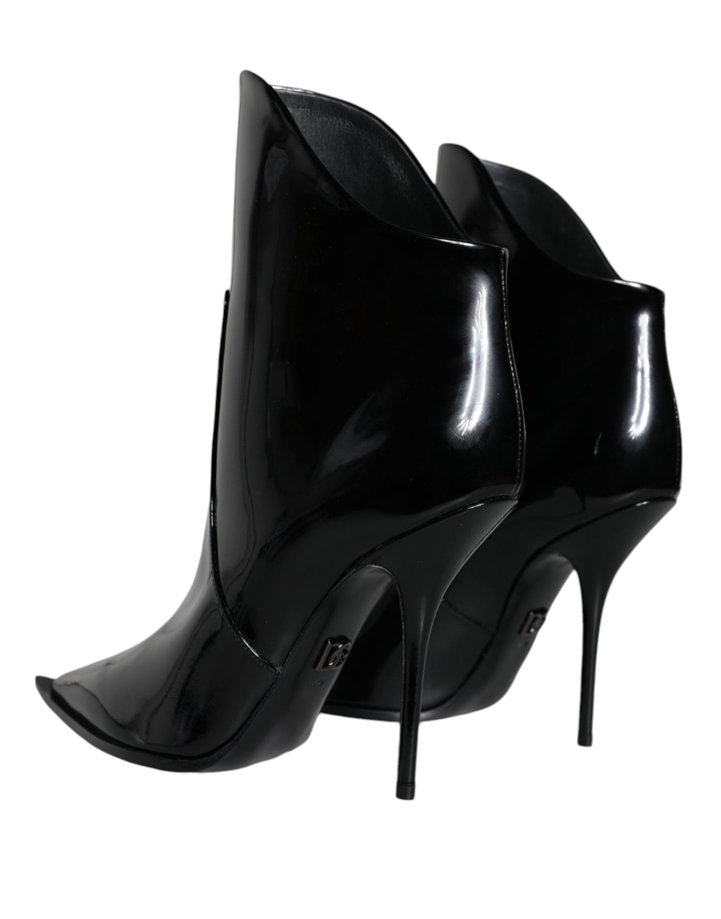 Dolce & Gabbana Black Patent Leather Pointed Ankle Boots Shoes - EU35/US5