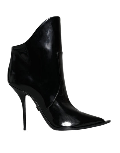 Dolce & Gabbana Black Patent Leather Pointed Ankle Boots Shoes - EU35/US5