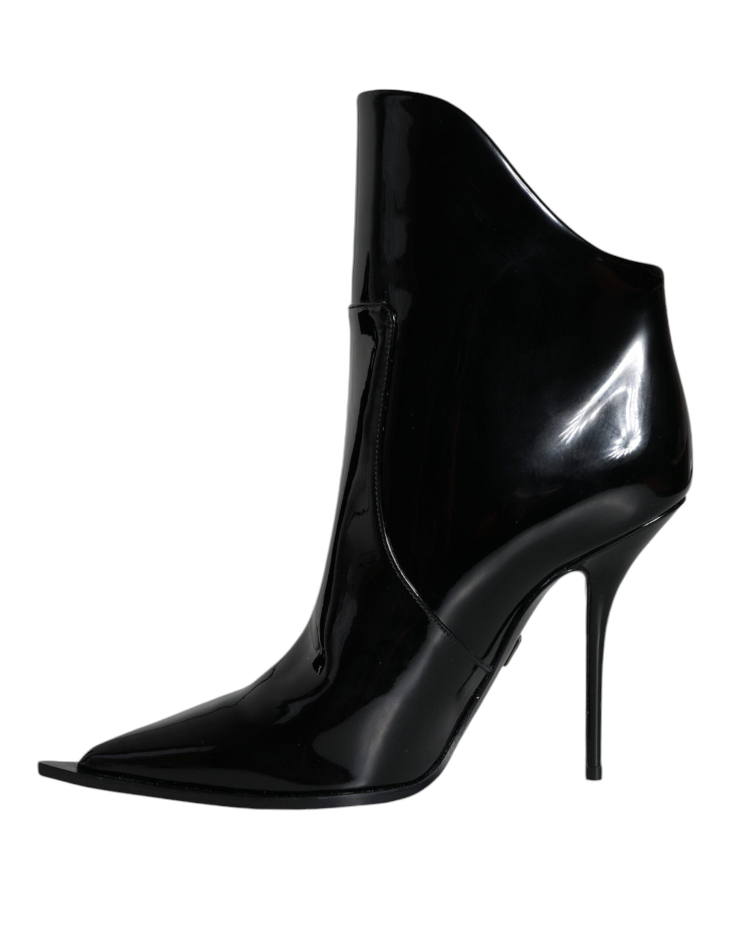 Dolce & Gabbana Black Patent Leather Pointed Ankle Boots Shoes - EU35/US5