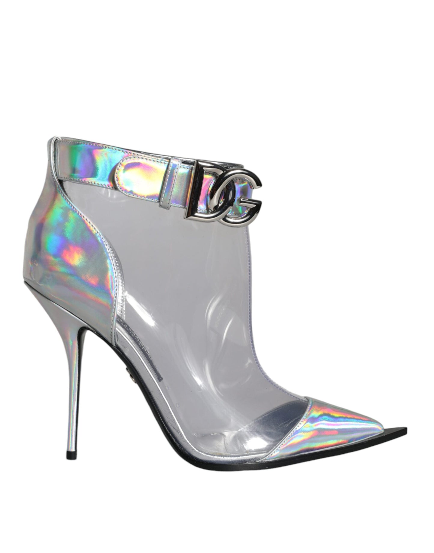 Dolce & Gabbana Silver Iridescent PVC Pointed Short Boots Shoes - EU36/US5.5